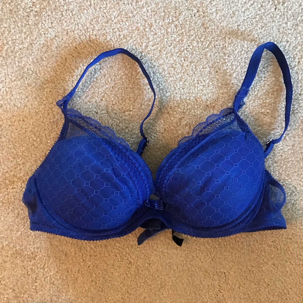 Chantelle Blue Lace Plunge Bra